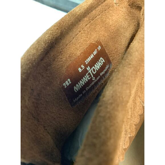 Minnetonka Women's 8.5 Tan Ankle Bootie Real Leather Fringe Southwestern LB14-9 - Picture 5 of 7